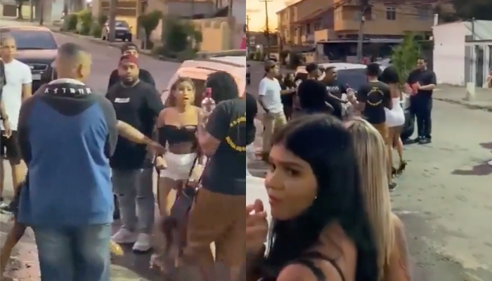 ‘Boazuda do bronze de fita’ leva p0rrada de blindada e fica seminu4 na porta da balada; veja vídeo