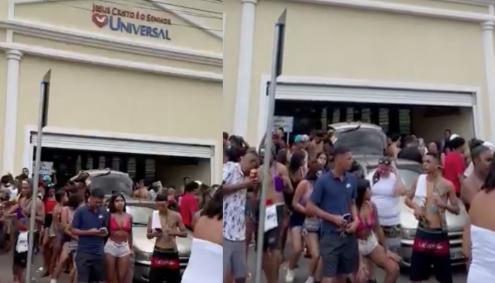 Jovens causam revolta ao promoverem baile funk com bebidas e drogas em frente à Igreja Universal; veja vídeo