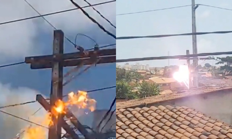 Homem é torr4do em poste de energia após tentar fazer ‘gato’; veja vídeo