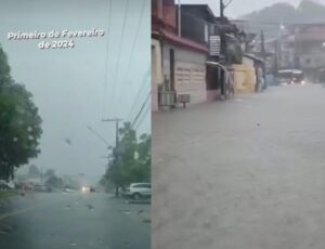 Forte chuva deixa ruas alagadas em diversos bairros de Manaus; veja vídeo