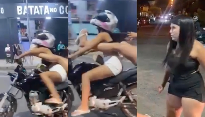 Barraco: cavalona arr4nca rival de moto em movimento e esf0l4 a cara dela no meio da rua; veja vídeo