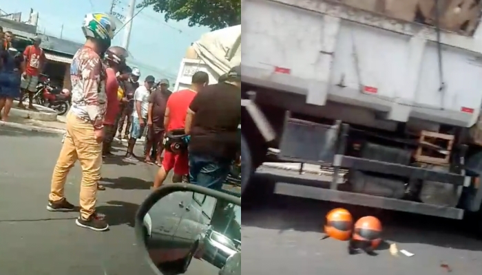 URGENTE: motoqueiro de app tem c4beça esm4gada por caminhão na avenida Itaúba, em Manaus; veja vídeo