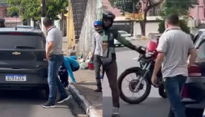Funcionário da Zona Azul é agredid0 por motorista no Centro de Manaus; veja vídeo