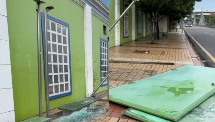 Vandalismo: parada de ônibus na Avenida 7 de Setembro é totalmente destruída