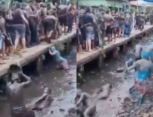 Carnaval no Pará: foliões confundem esgoto com mangue e se banham na b0sta