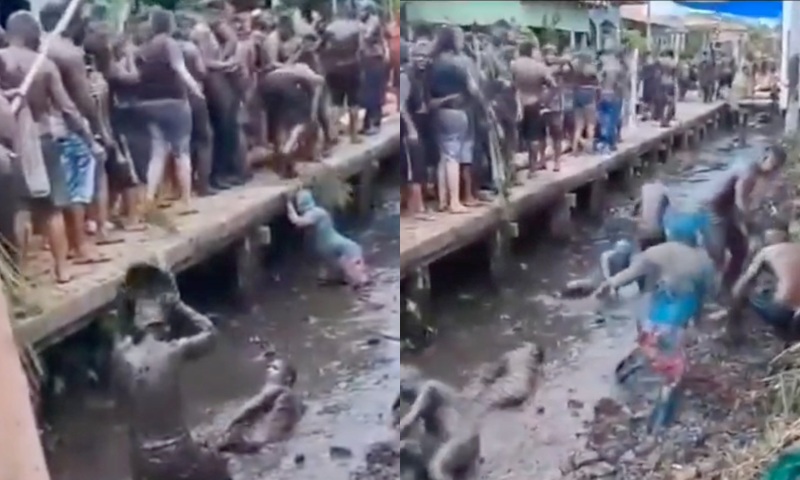 Carnaval no Pará: foliões confundem esgoto com mangue e se banham na b0sta