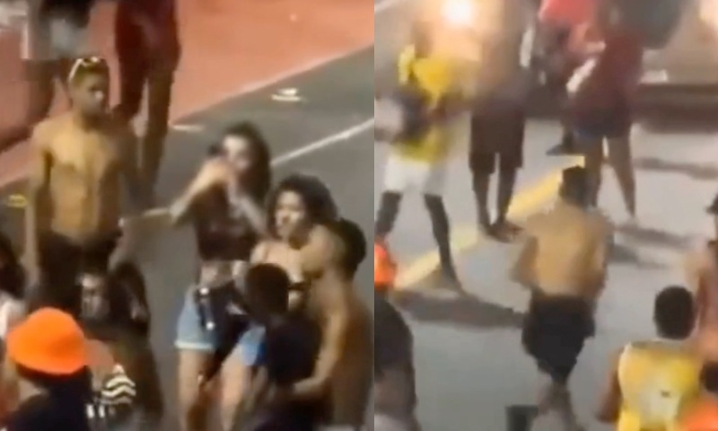 Marginal dá socã0 em mulher após roubar o celular dela no Carnaval; veja vídeo