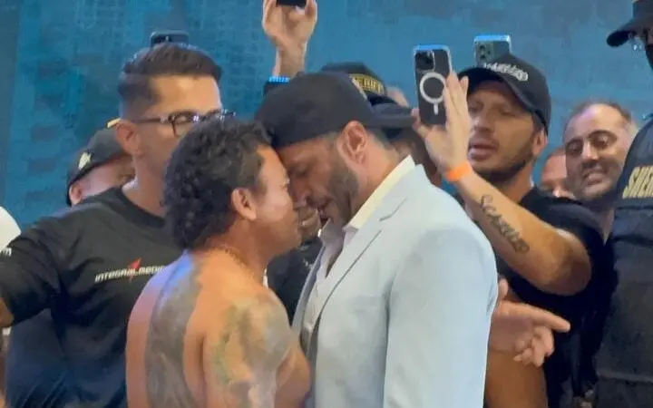 Como foi a pesagem e a encarada de Popó e Bambam; veja vídeo