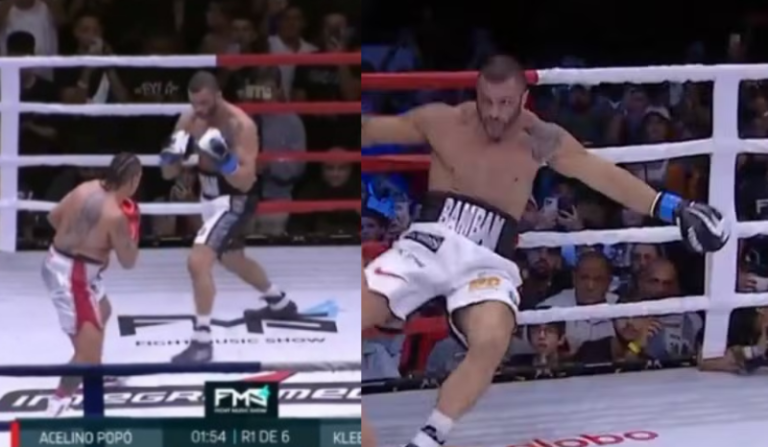 Luta entre Bambam e Popó termina com ex-BBB nocauteado em 36 segundos; veja vídeo