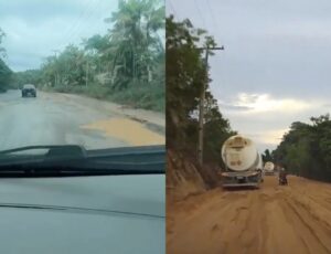 "Cadê a ALEAM?": turistas mostram trechos da AM-010 totalmente abandonados: "risco de vida"