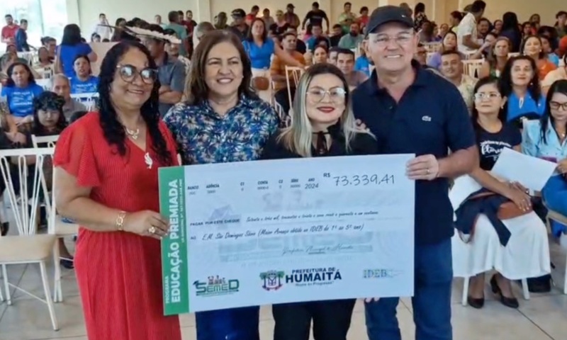 ‘Mérito Educacional em Humaitá’: Prefeito Dedei Lobo dá prêmios em dinheiro para melhores escolas no ranking IDEB; veja vídeo