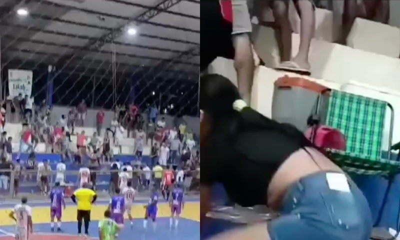 CENAS F0RTES: quebra-pau entre torcedores durante jogo de futsal deixa crianç4 ferid4; veja vídeo