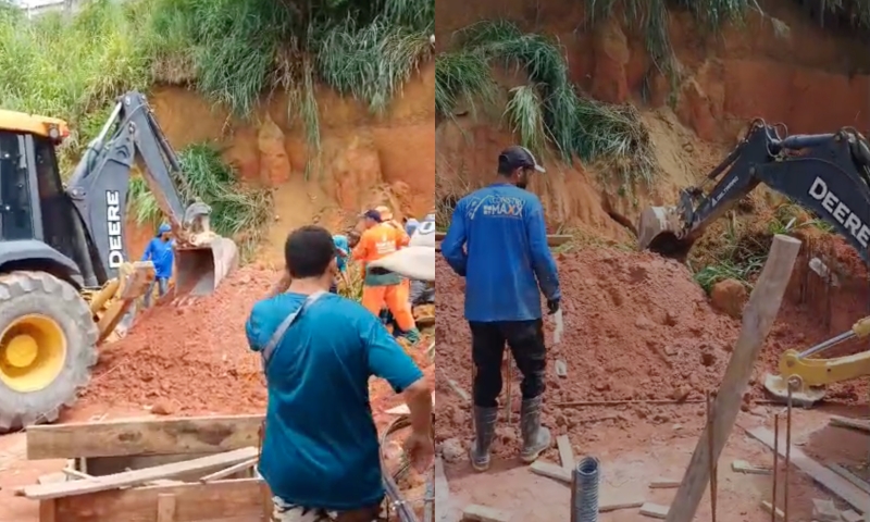 URGENTE: trabalhadores são soterrados no bairro Flores; veja vídeo