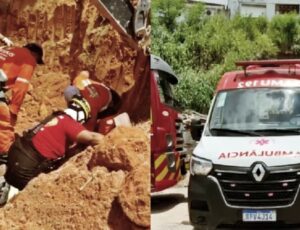 MILAGRE: veja momento em que bombeiros resgatam trabalhador soterrado no bairro Flores; vídeo