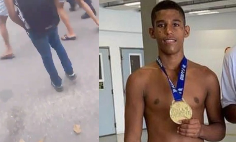 Covardia: jovem é espanc4do por bando após se defender na saída da escola; veja vídeo