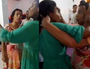 Com medo de serem 'talaricadas', irmãs tentam expulsar demônios uma da outra na igreja; veja vídeo
