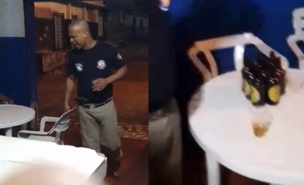 PM valentão leva a pior após ser flagrado bebendo em horário de serviço; veja vídeo