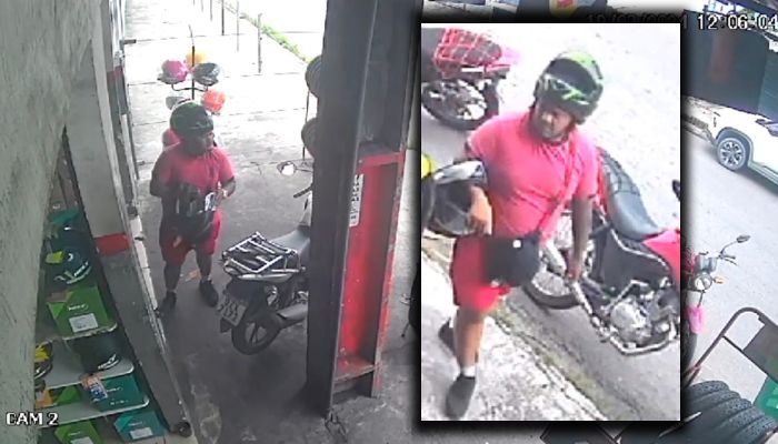 Homem é flagrado roub4nd0 capacete de loja no Tancredo Neves; veja vídeo