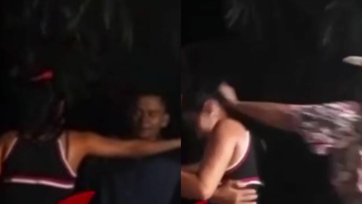 Mulher leva f4cada no pescoço ao ser flagrada dançando com homem casado; veja vídeo