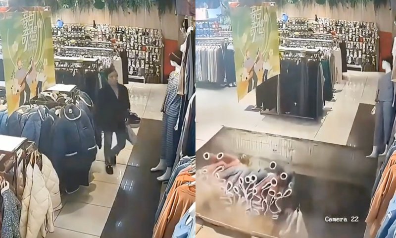 Veja momento em que chão de Shopping afunda e “engole” mulher que fazia compras; CENAS F0RTES