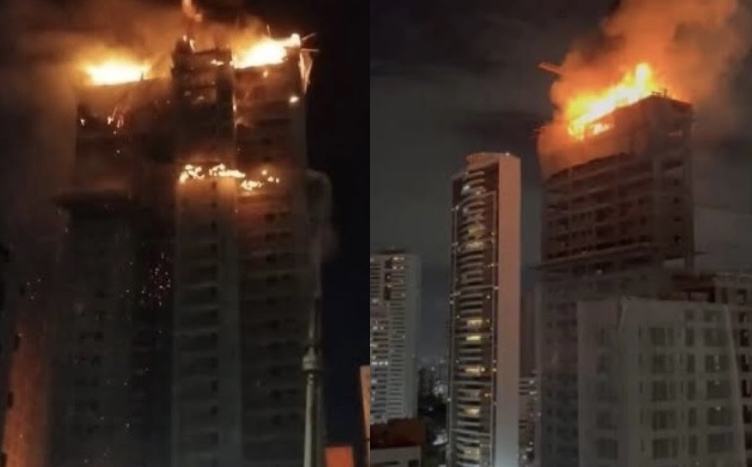 URGENTE: incêndio atinge prédio em construção de 28 andares; veja vídeos