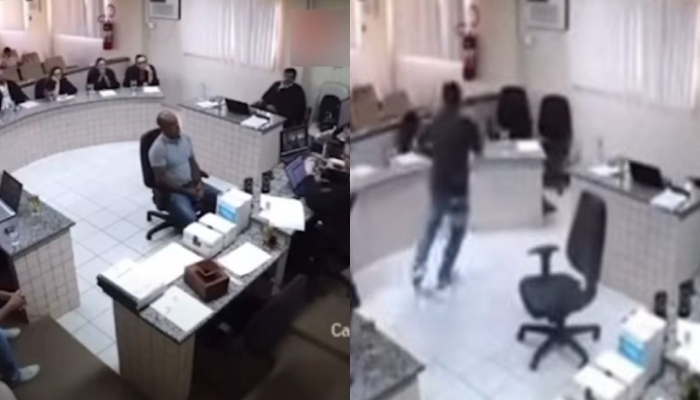 POR JUSTIÇA: filho atir4 contra ass4ssin0 do pai durante júri; veja vídeo