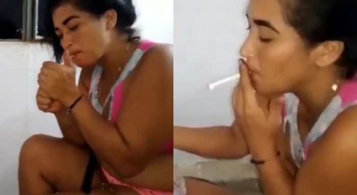 CRUELDADE: mulher obrig4 criança a inalar fumaça e fumar cigarro; imagens fortes