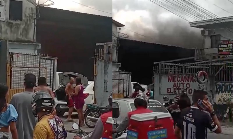 URGENTE: oficina pega fogo no bairro Manoa; veja vídeos