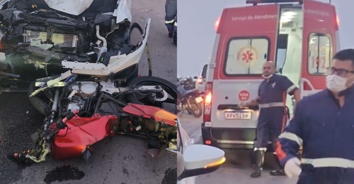 Grave acidente entre carro e moto deixa uma vítima fat4l na Avenida Constantino Nery; imagens fortes
