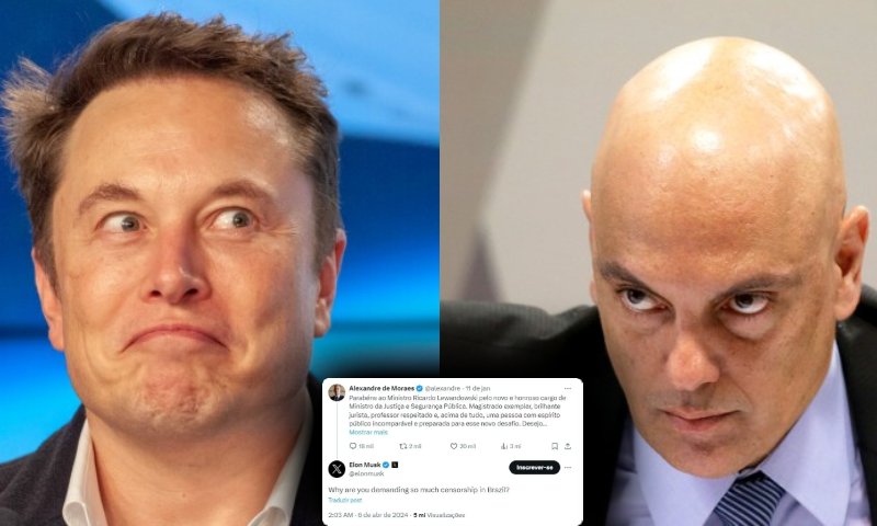 BRONCA ALTA: Alexandre de Moraes determina que Elon Musk seja investigado após ser questionado sobre censura
