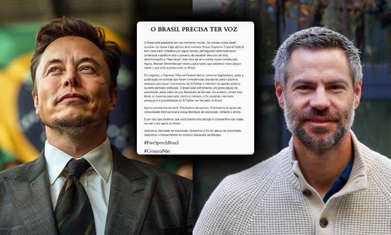 Políticos do Novo, Podemos e PL lançam manifesto em apoio a Elon Musk e ao jornalista Michael Shellenberger; veja vídeo