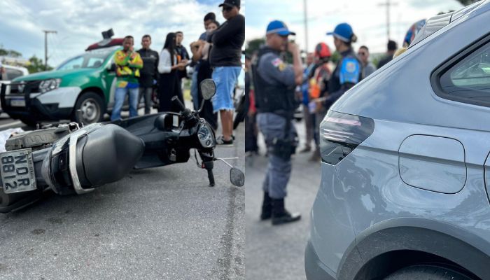 Urgente: motoqueiro é esm4gado após bater em veículo na Torquato Tapajós; cenas fortíss1mas