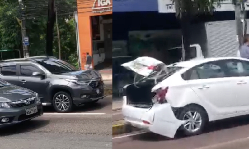 Agora: acidente com três carros deixa trânsito caótico na Djalma Batista; veja vídeos