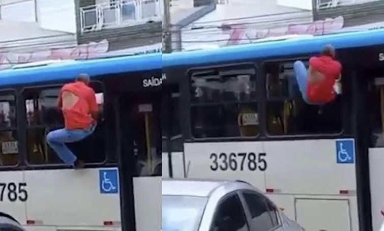 ‘Taradã0’ tenta fugir pela janela após apalp4r mulher grávida; veja vídeo