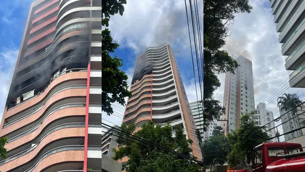 Incêndio de grandes proporções atinge prédio residencial em Fortaleza; veja vídeo