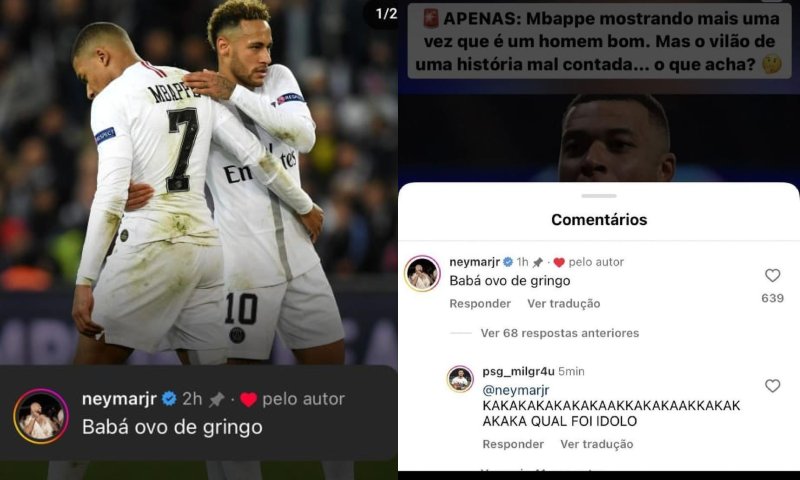 Polêmica: Neymar xinga página que elogiou Mbappé: ‘Baba ovo de gringo’