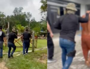 Veja momento em que homem que estupr0u irmãs de 11 e 16 anos é preso em sítio de Manaus; vídeo