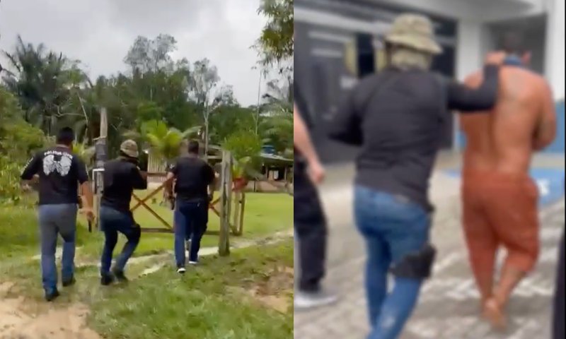 Veja momento em que homem que estupr0u irmãs de 11 e 16 anos é preso em sítio de Manaus; vídeo