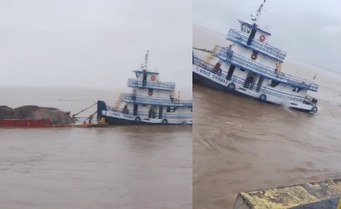 Barcos são arrastados por correnteza e colidem no Porto de Parintins