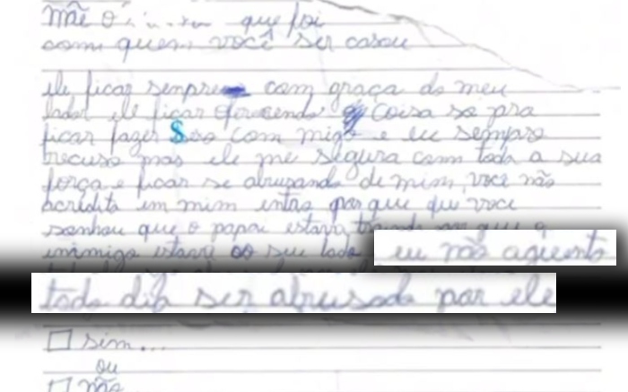 Menina escreve bilhete para a mãe revelando que era 3stupr4da pelo padrasto