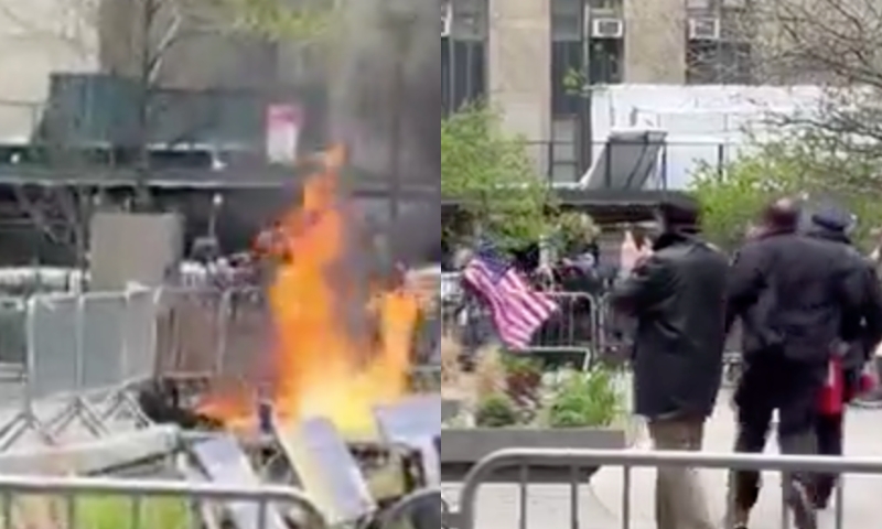 Homem ateia fogo no próprio c0rp0 na frente de tribunal que Donald Trump é julgado; veja vídeo