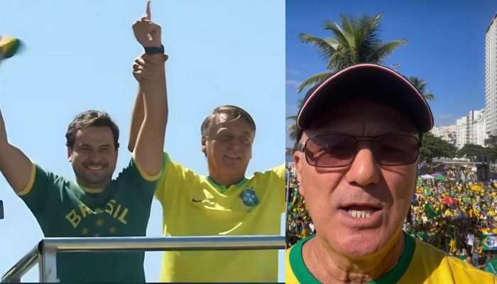 Alberto Neto e Coronel Menezes disputam atenção de Bolsonaro durante ato em Copacabana