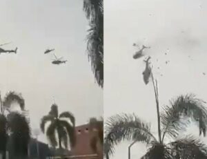 Fatalidade: dez pessoas m0rrem após helicópteros baterem em pleno voo na Malásia; veja vídeo
