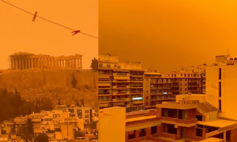 Bizarro: Grécia fica com o céu laranja após tempestade de areia; veja video
