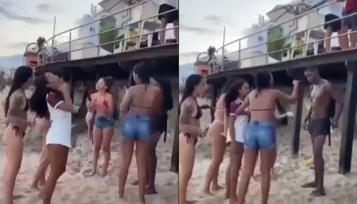 “É doce! Quero provar também”: novinhas comem areia durante duel0 por macho; veja vídeo