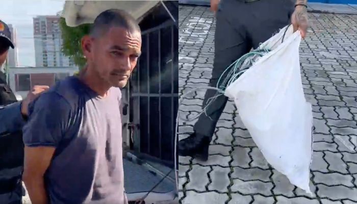 “Com fac4 de pão” lalau é flagrado furtando fiação elétrica no Aeroporto Eduardo Gomes; veja vídeo