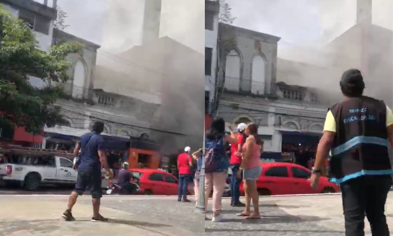 Incêndio no Centro de Manaus deixa pedestres aflitos; veja vídeo