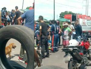 'Vou te mat4r!': filho fica revoltado após motoboy atropelar idoso no Novo Aleixo; veja vídeo