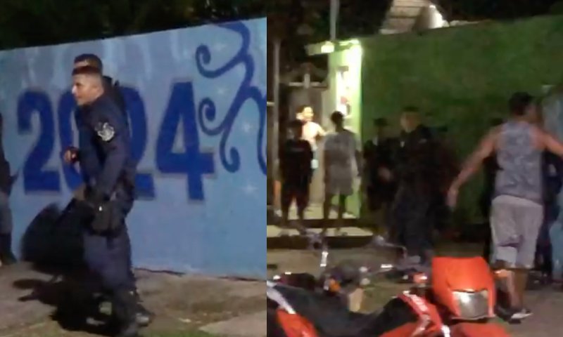 No interior do AM é assim: tropa da polícia cai no ‘jiu jitsu’ contra galerosos no meio da rua; veja vídeo