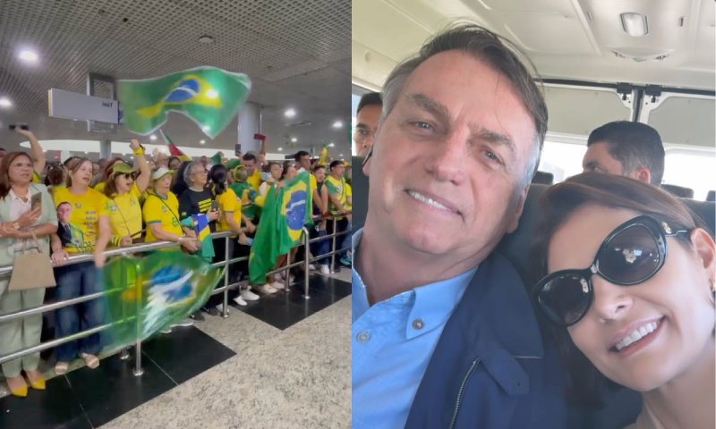 Apoiadores aguardam ansiosamente chegada de Bolsonaro e Michelle no aeroporto de Manaus; veja vídeo